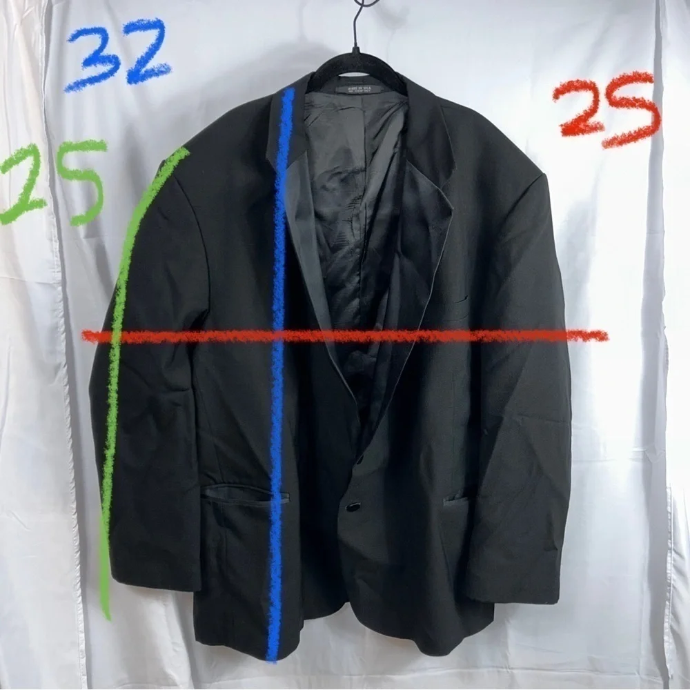 After Six Suit Jacket Formals Black Satin Collar and Buttons Tuxedo Jacket